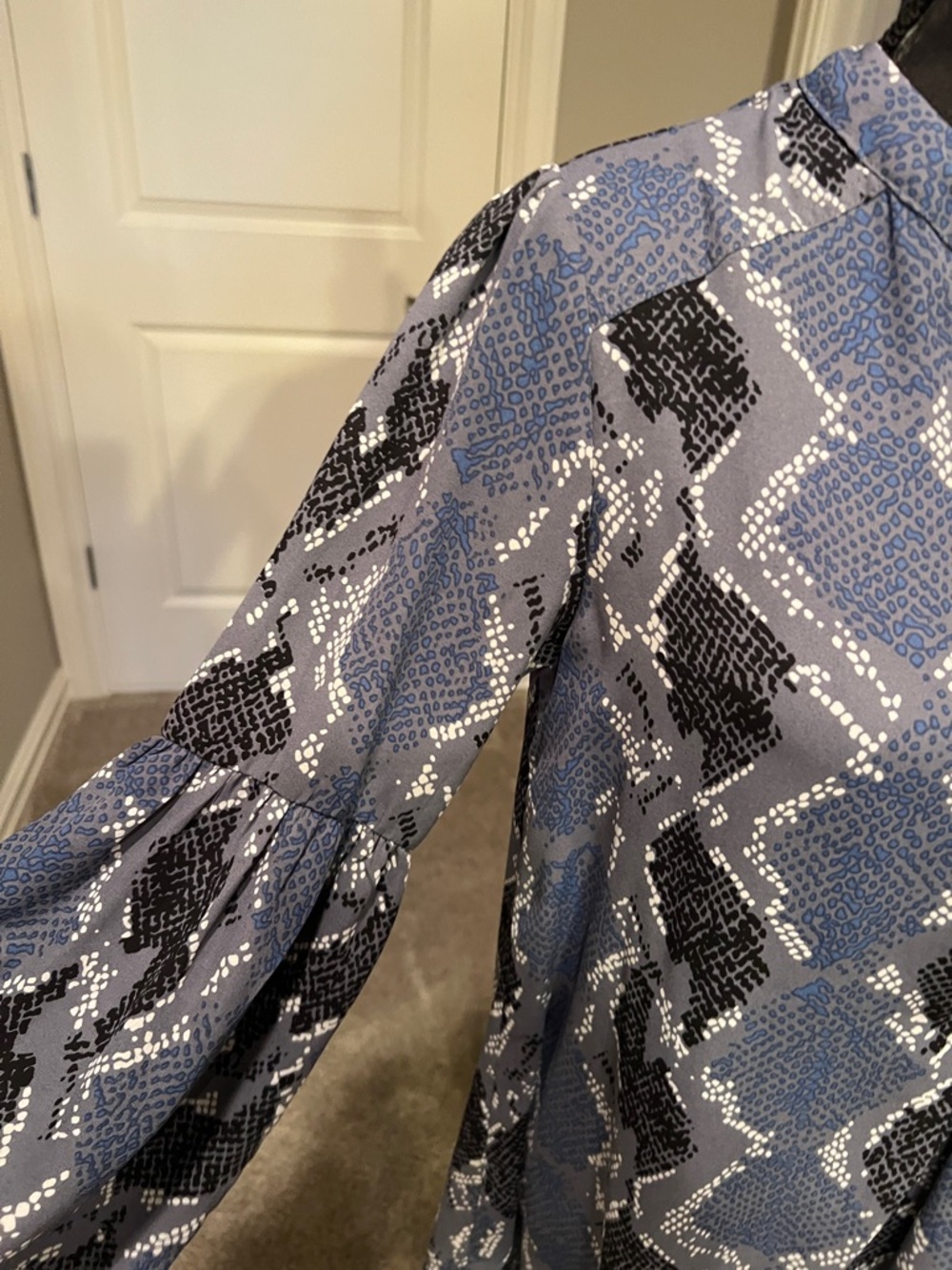 Buddy Love Blue, Black and White Patterned Button-Front Tunic - Picture 4 of 8